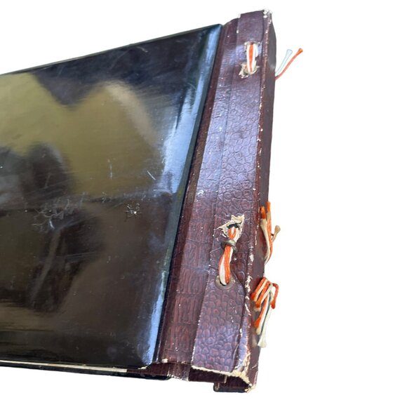 Vintage Japanese Lacquered Photo Album with Mt Fuji Design Empty Pages and Ribbo - Picture 6 of 6